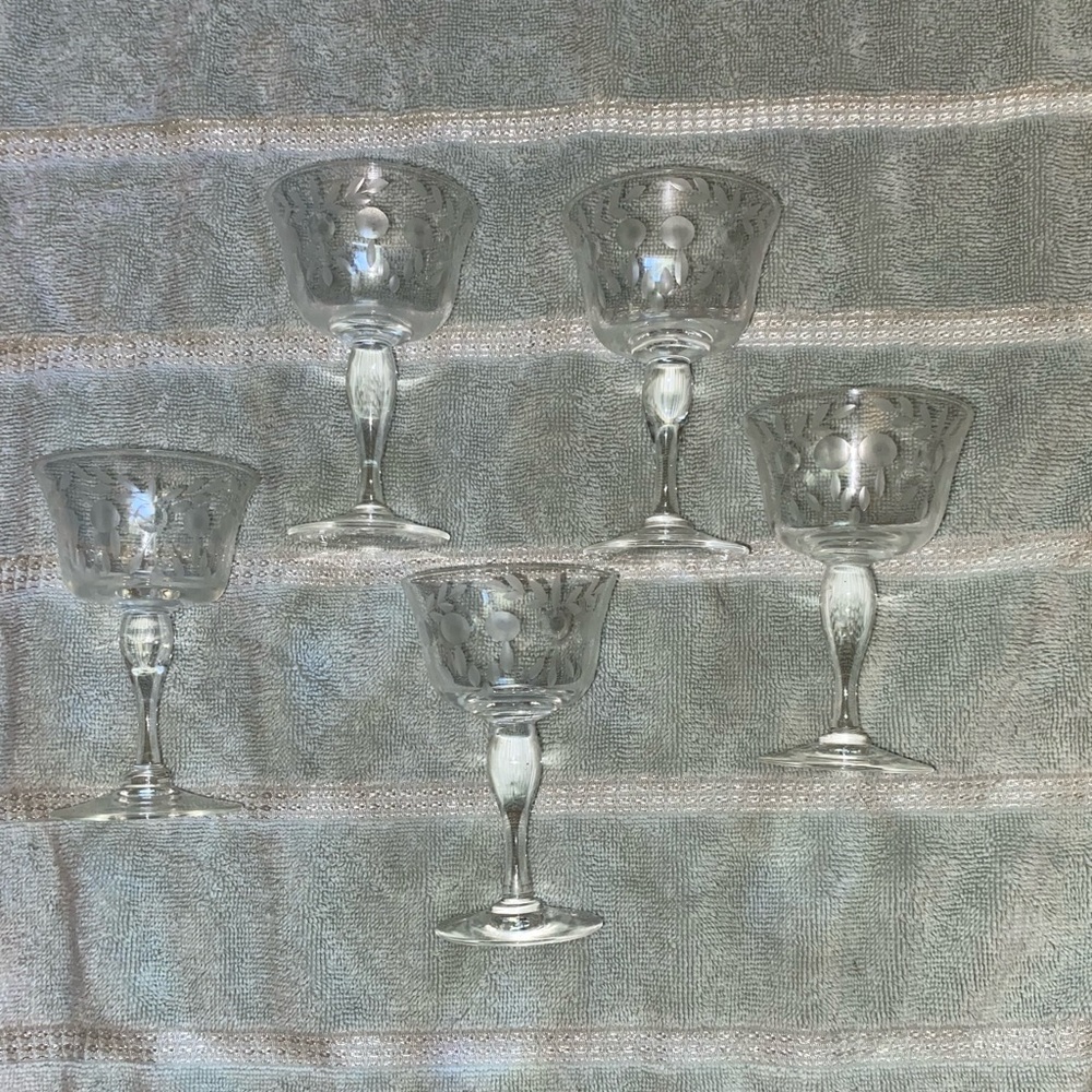 Flared liqueur or wine vintage glasses